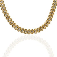 Gargantilla oro bicolor con circonitas