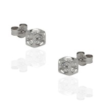 Pendientes cubos 5mm con circonitas oro 18K