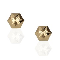 Pendientes hexágono oro amarillo 18K tallados