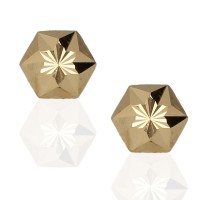 Pendientes hexágono 6mm oro amarillo 18K tallados