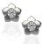 Pendientes oro blanco 18K flor con circonita