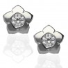 Pendientes oro blanco 18K flor con circonita