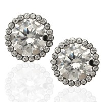 Pendientes oro blanco orla circonitas