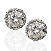 Pendientes oro blanco 18k orla circonitas