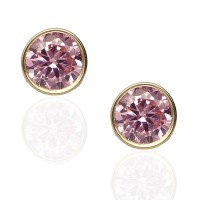 Pendientes redondos oro 18K circonita rosa