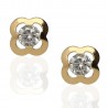 Pendientes oro 18K trebol circonita