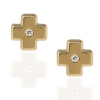 Pendientes oro 18K cruz circonita