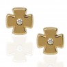 Pendientes cruz oro 18K circonita