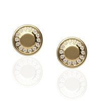 Pendiente redondo oro amarillo 18K orla circonitas