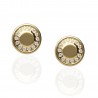 Pendiente redondo oro amarillo 18K orla circonitas