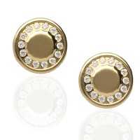Pendiente redondo oro amarillo 18K orla circonitas