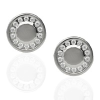 Pendiente redondo oro amarillo 18K circonitas