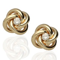 Pendientes Nudo oro 18K circonita