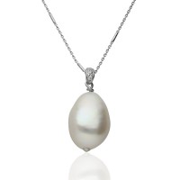Colgante Oro blanco perla cultivada barroca