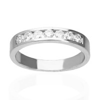 Anillo media alianza oro blanco 18Ktes con diamantes 0,40 cts 