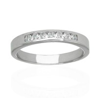 Anillo media alianza oro blanco 18K con diamantes 0,20 cts