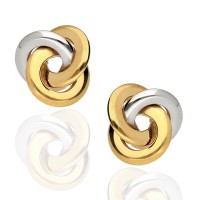 Pendientes nudo oro 18 Ktes bicolor