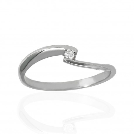 Anillo oro blanco 18Ktes con diamante 0,03 cts