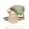 Anillo Oro 18K con diamante y piedras naturales