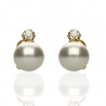 Pendientes garra plata chapada perla 14mm