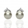 Pendientes plata perla 14mm circonitas