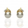 Pendientes plata chapada perla 12mm circonitas
