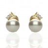Pendientes plata chapada perla 14mm circonitas