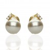 Pendientes plata chapada perla 15mm circonitas