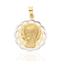 Medalla oro 18 ktes bicolor Virgen Niña 