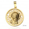 Medalla bicolor oro 18 Ktes Virgen Niña 18mm
