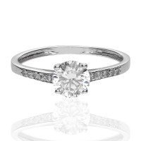 Anillo oro blanco 18K con circonitas