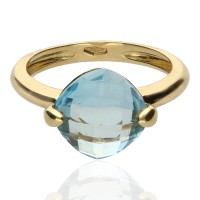 Anillo oro 18K piedra aguamarina