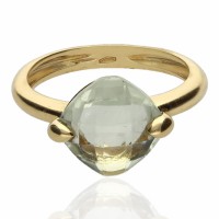 Anillo oro 18K piedra verde agua