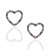 Pendientes plata Corazón piedras colores