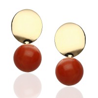 Pendientes Oro 18K coral natural