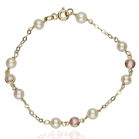 Pulsera ¨Pink Disc¨ Oro 18K