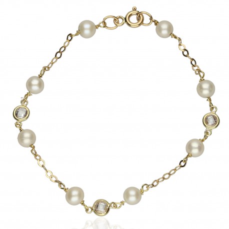 Pulsera ¨White Disc¨ Oro 18K