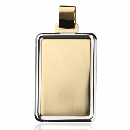 Placa Oro 18K Bicolor 18x26mm