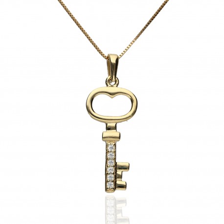 Colgante llave circonitas Oro 18K