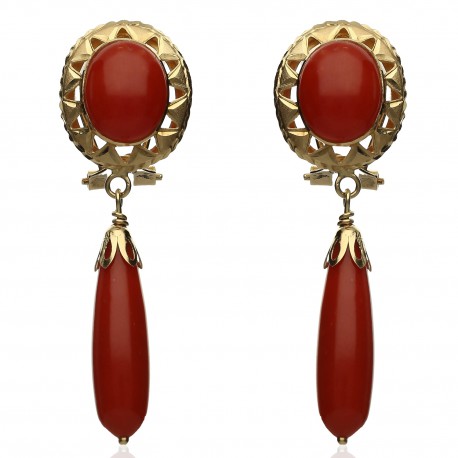 Pendientes coral ¨LOLITA¨Oro 18K