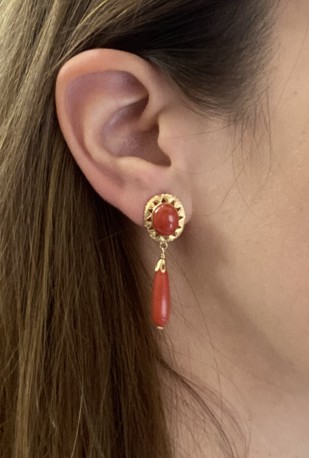 Pendientes coral ¨LOLITA¨Oro 18K