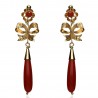 Pendientes coral ¨ROSARIO¨Oro 18K