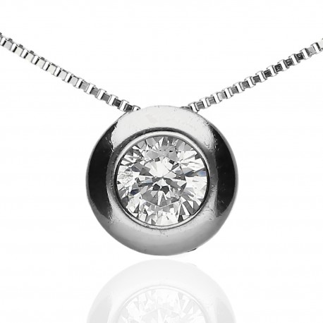 Gargantilla Oro blanco 18K Chatón circonita