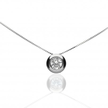 Gargantilla Oro blanco 18K Chatón circonita