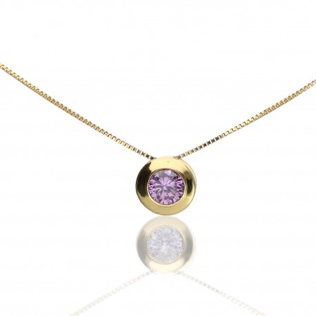 Gargantilla Oro 18K Chatón amatista