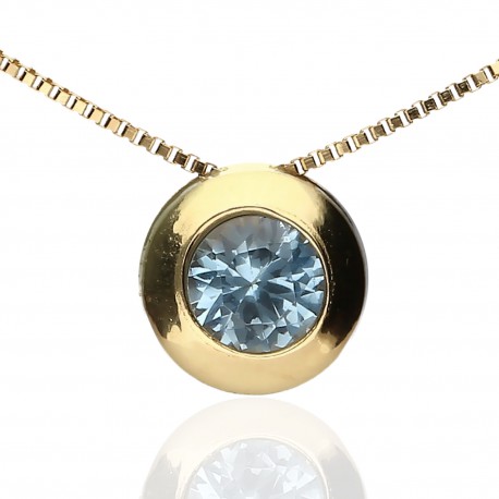 Gargantilla Oro 18K Chatón aguamarina