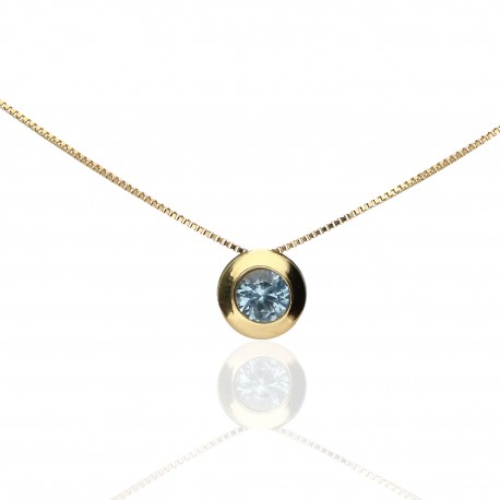 Gargantilla Oro 18K Chatón aguamarina