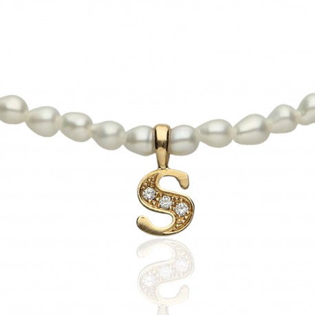 Collar perlas Letra Oro 18K