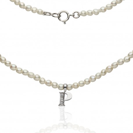 Collar perlas Letra Oro 18K
