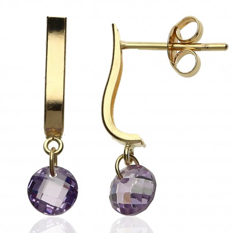 Pendientes ¨Paola¨ Oro 18K amatista